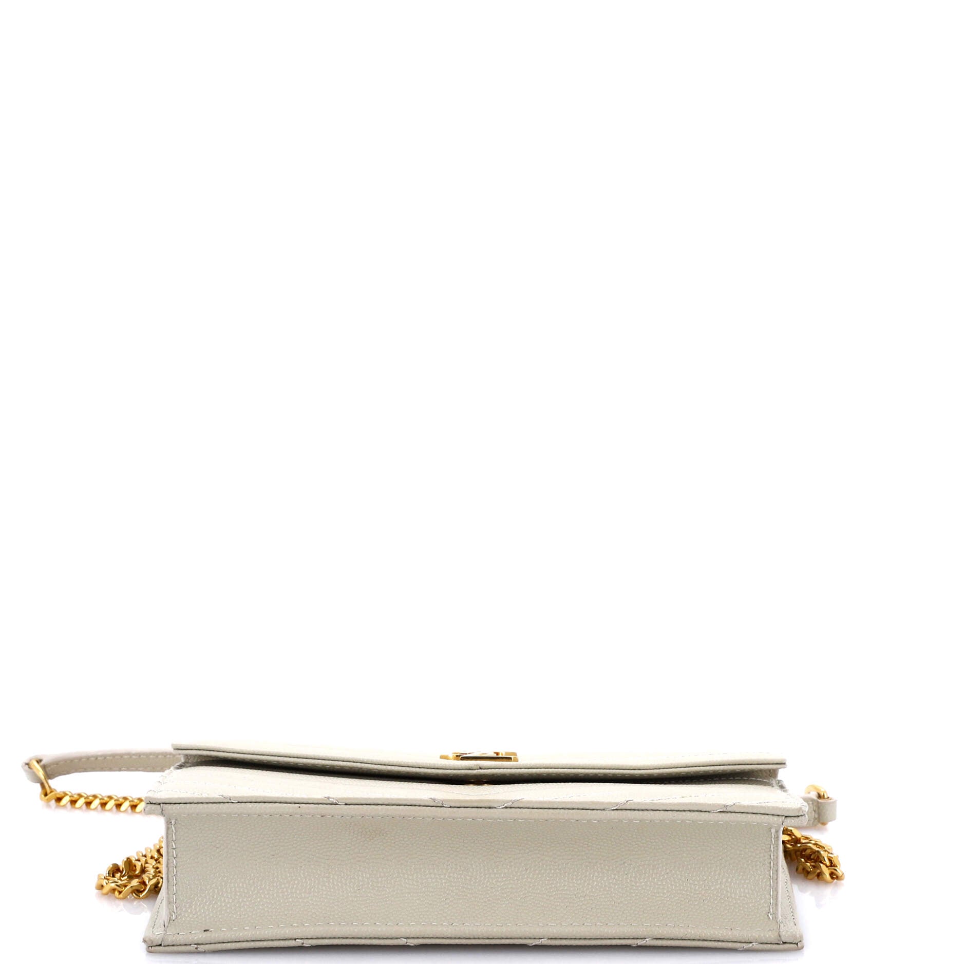 Classic Monogram Wallet on Chain Matelasse Chevron Leather Small