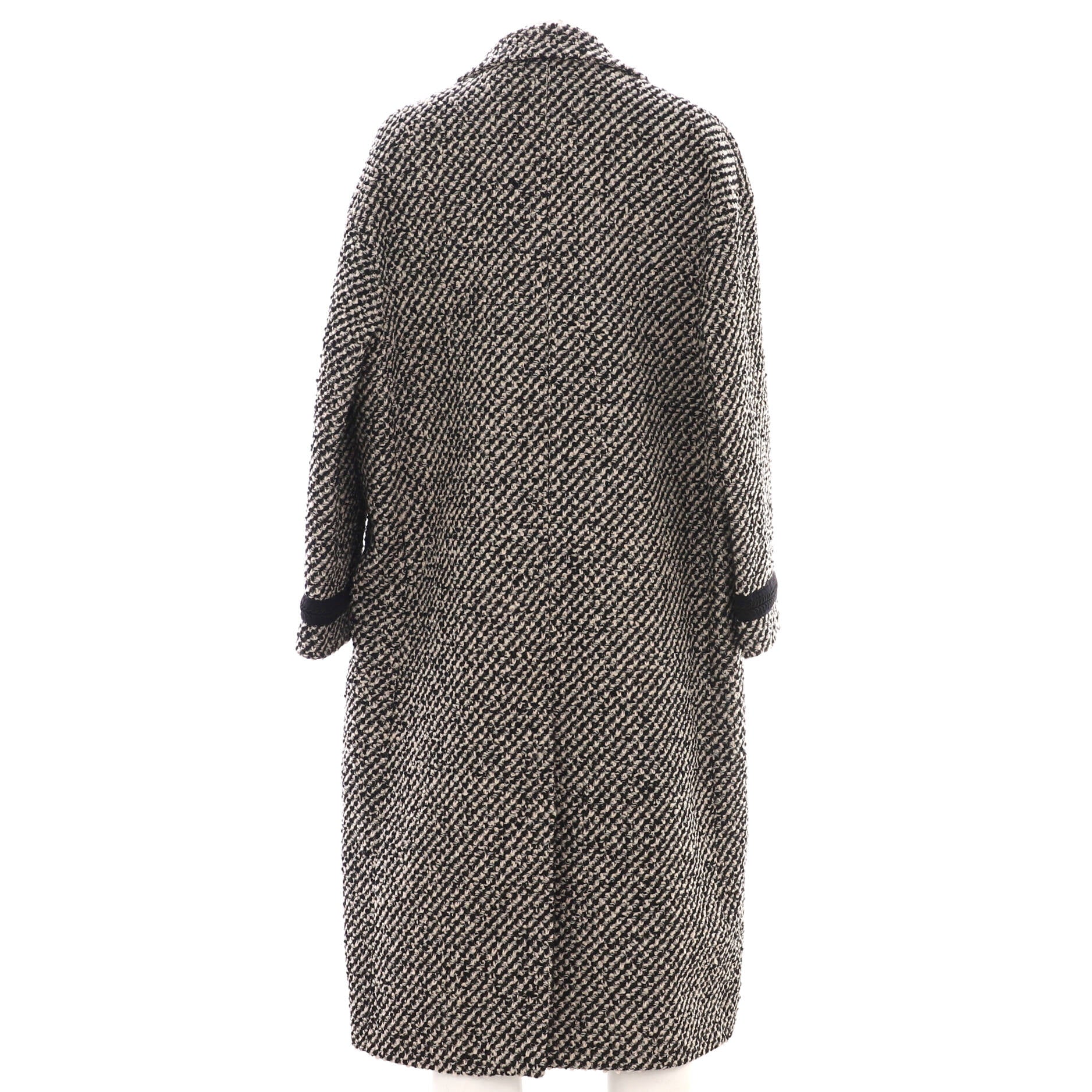 Women's Button Up Belted Long Coat Tweed