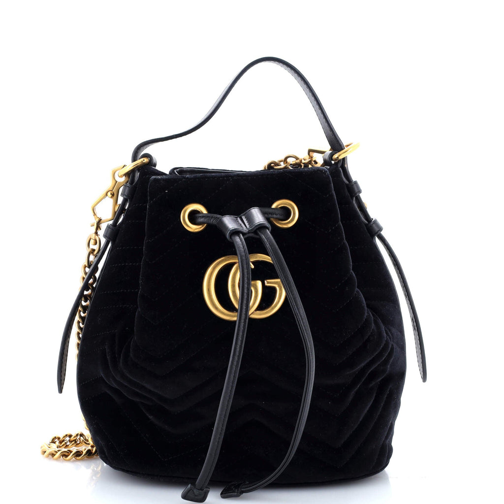 GG Marmont Bucket Bag Matelasse Velvet Small