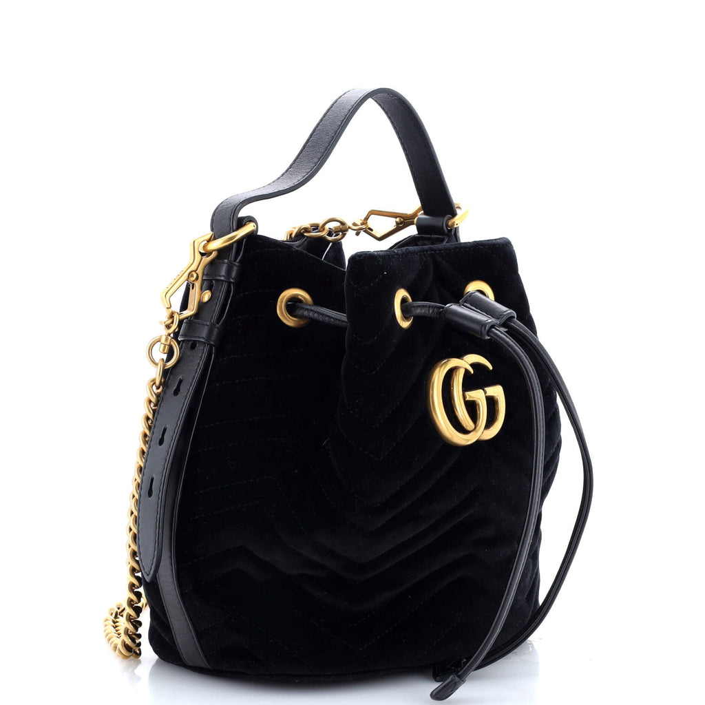 GG Marmont Bucket Bag Matelasse Velvet Small