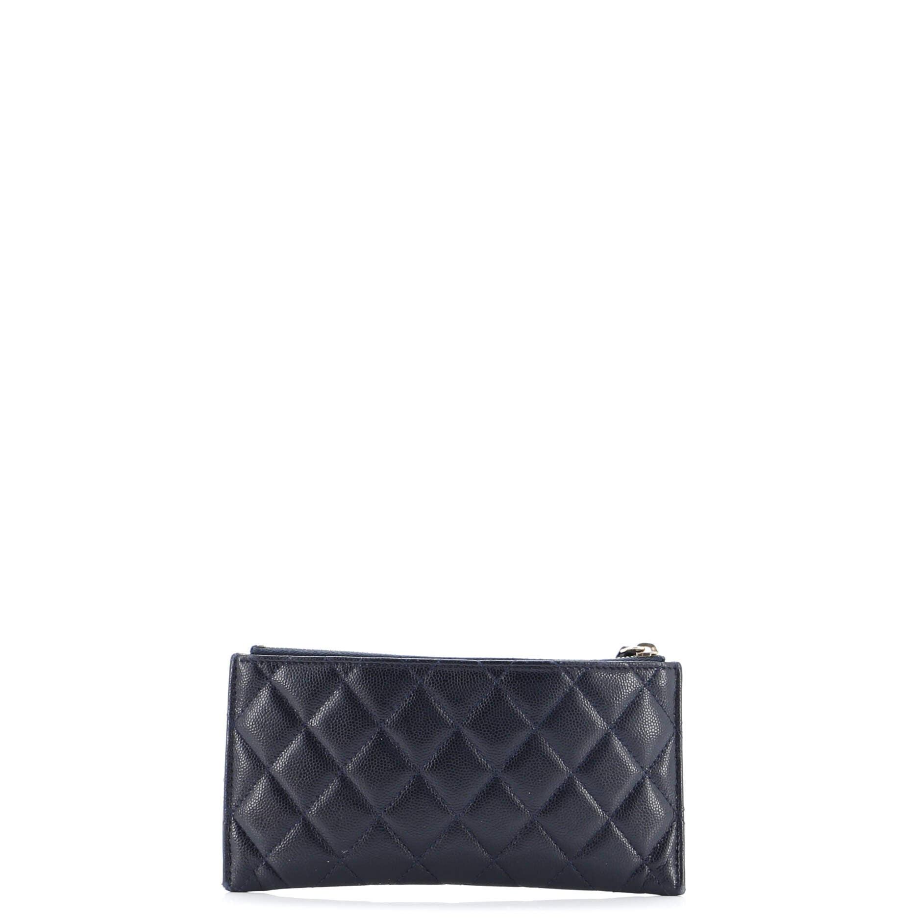 Classic Zip Pouch Quilted Caviar Long