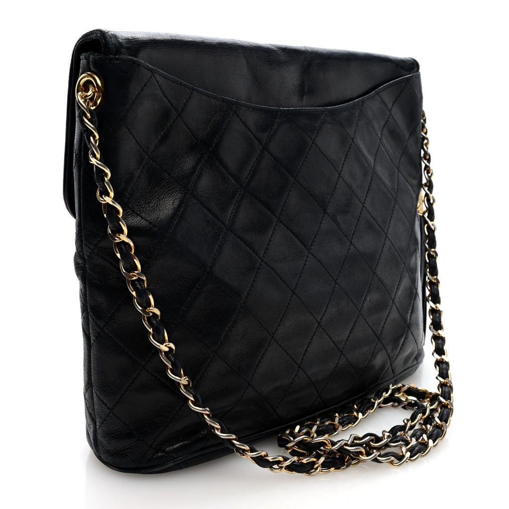 Lambskin Quilted CC Tassel Shoulder Flap Bag Black