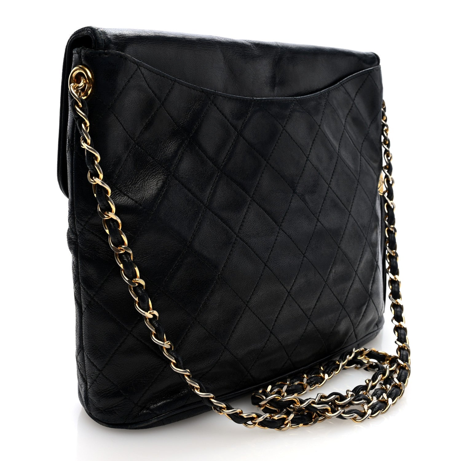 Lambskin Quilted CC Tassel Shoulder Flap Bag Black