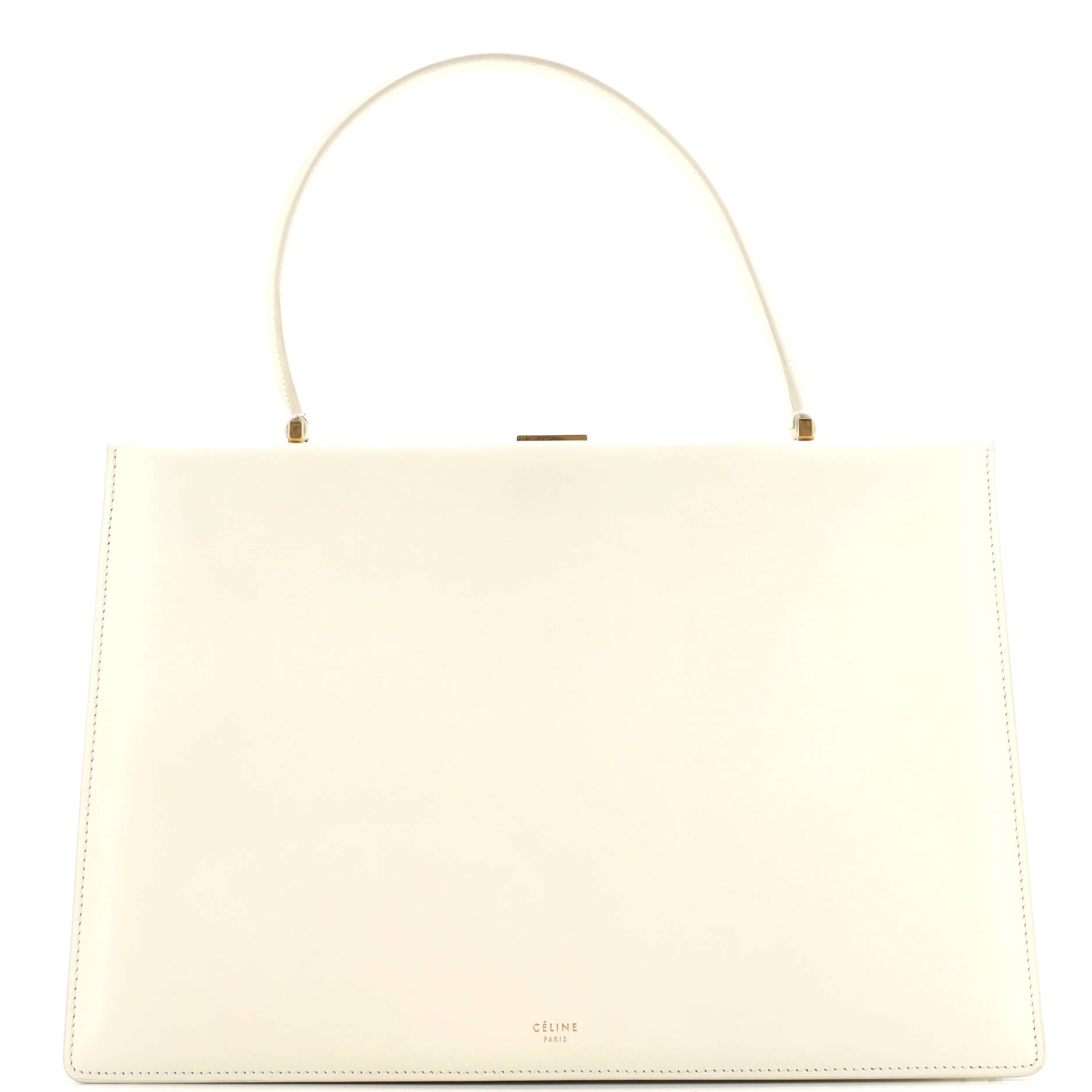 Clasp Top Handle Bag Leather Medium