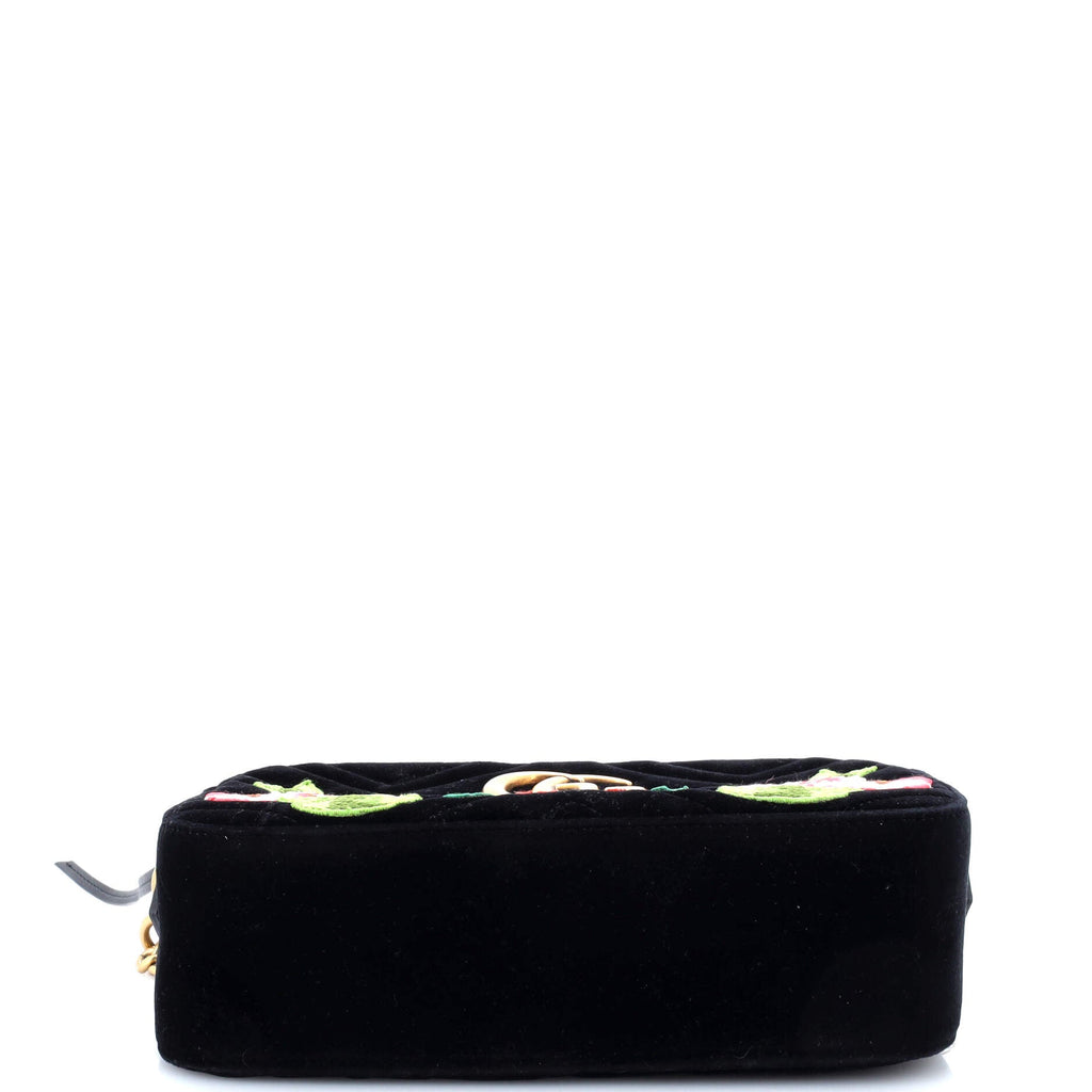 GG Marmont Camera Bag Embroidered Matelasse Velvet Small