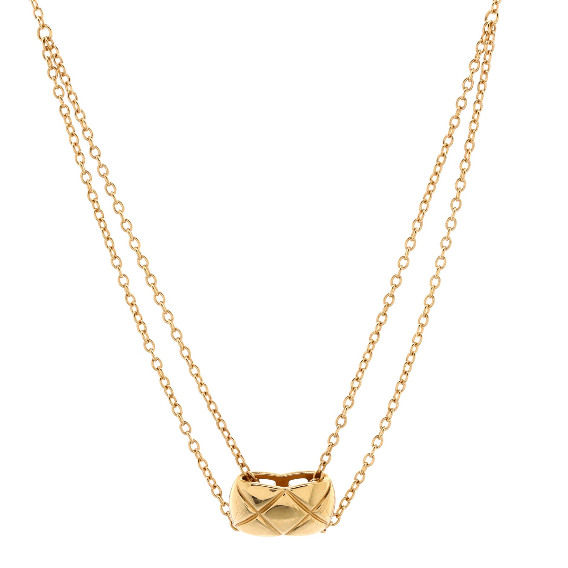 Coco Crush Double Chain Pendant Necklace 18K Yellow Gold