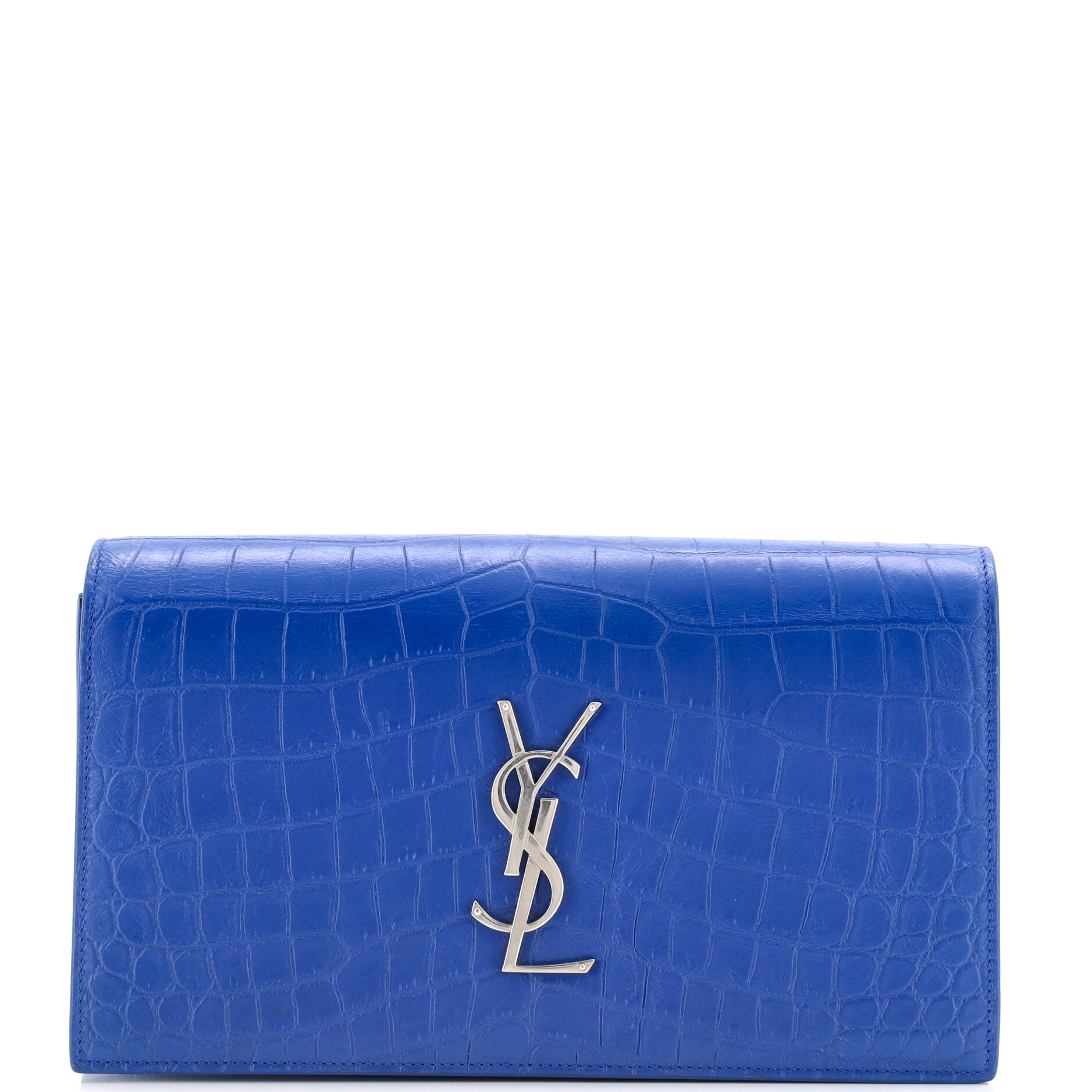 Classic Monogram Clutch Crocodile Embossed Leather Large