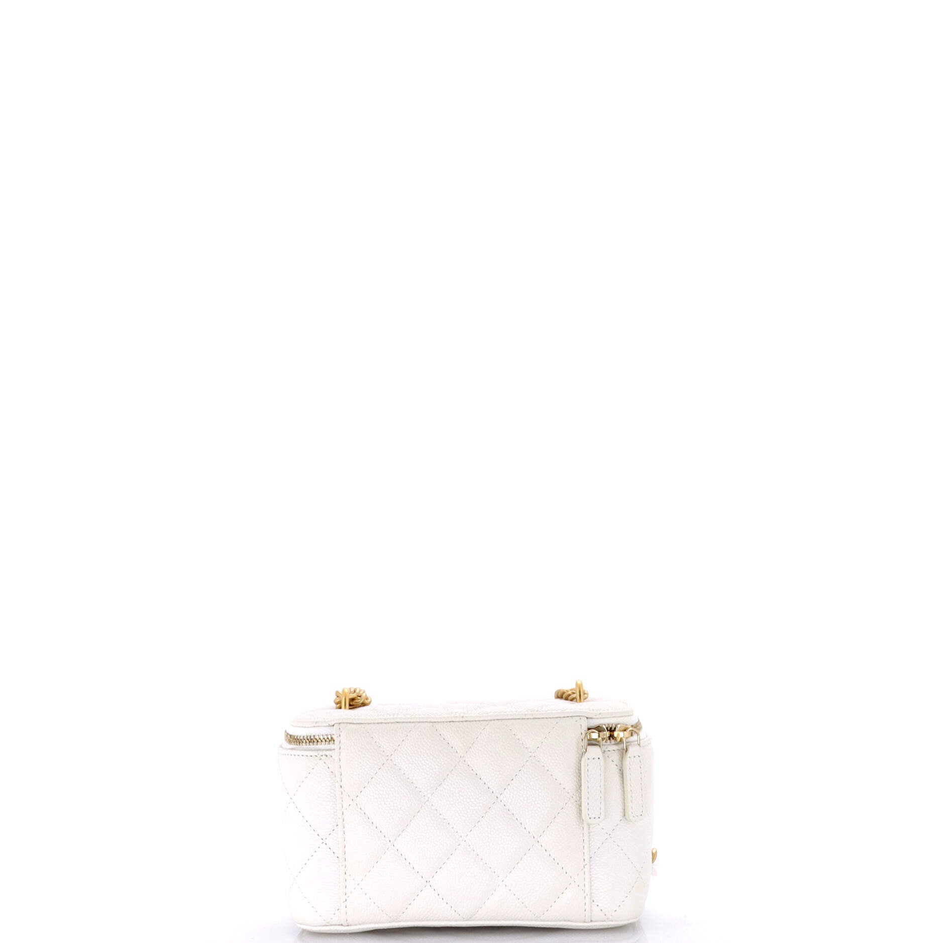 Sweet Heart Vanity Case with Chain Quilted Caviar Small