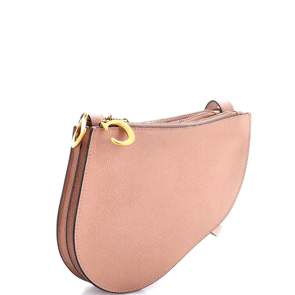 Saddle Triple Zip Crossbody Pouch Leather