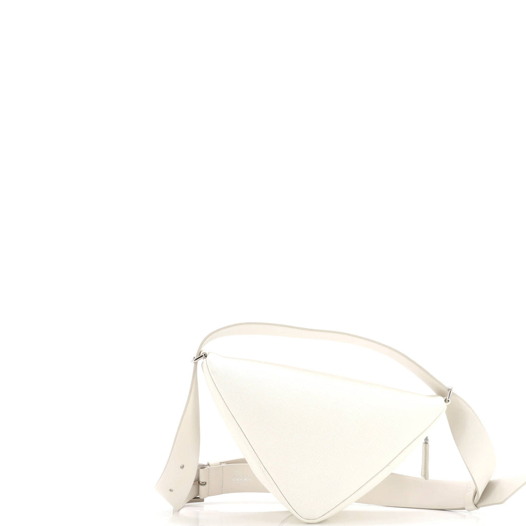 Triangle Logo Zip Around Shoulder Bag Saffiano Leather