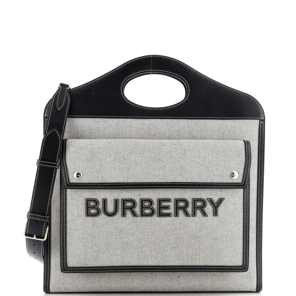 Logo Pocket Tote Canvas with Leather Medium