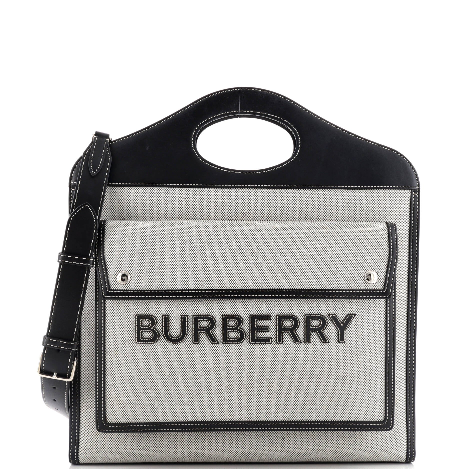 Logo Pocket Tote Canvas with Leather Medium