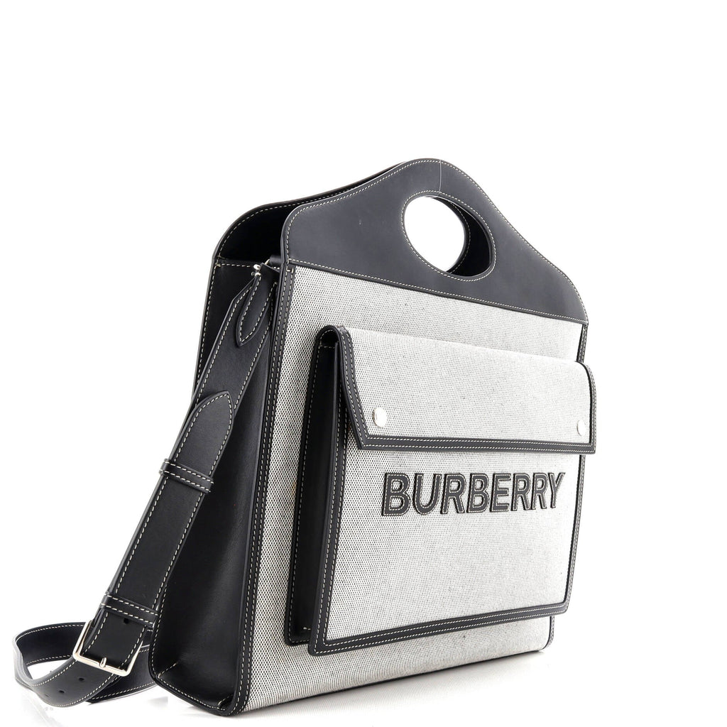 Logo Pocket Tote Canvas with Leather Medium
