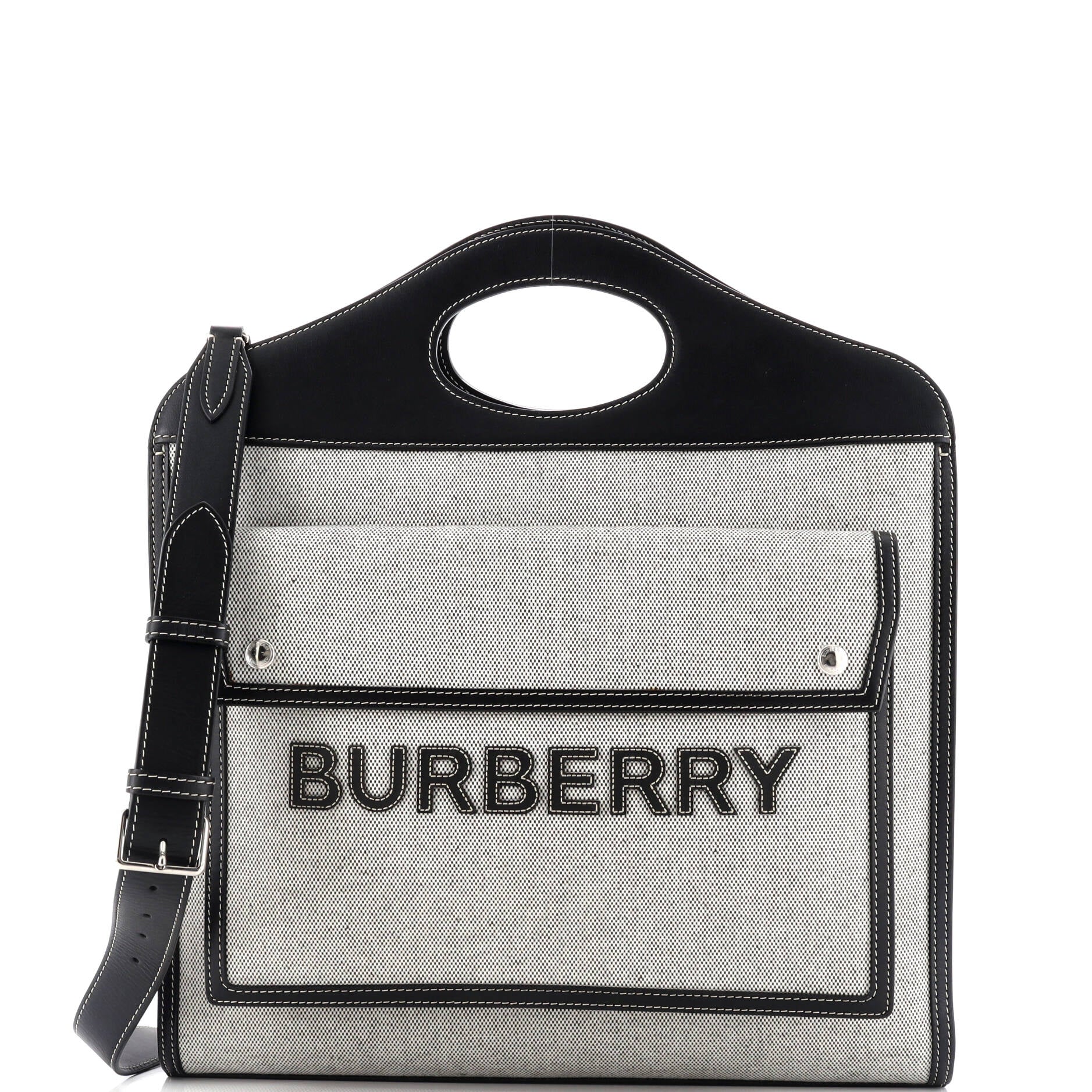 Logo Pocket Tote Canvas with Leather Medium