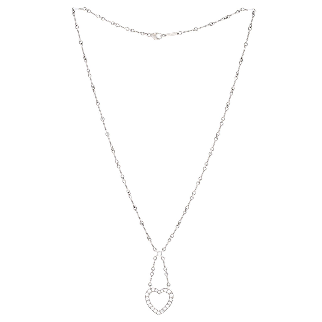 Open Heart Pendant Necklace Platinum and Diamonds