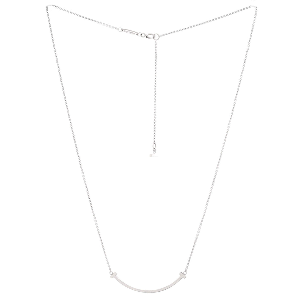 T Smile Pendant Necklace 18K White Gold Small