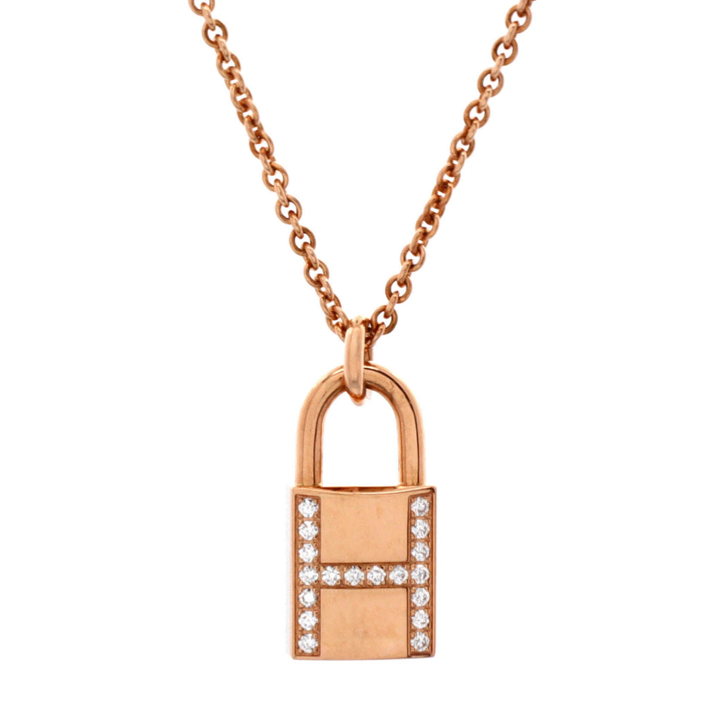 Amulettes Cadenas Pendant Necklace 18K Rose Gold with Diamonds