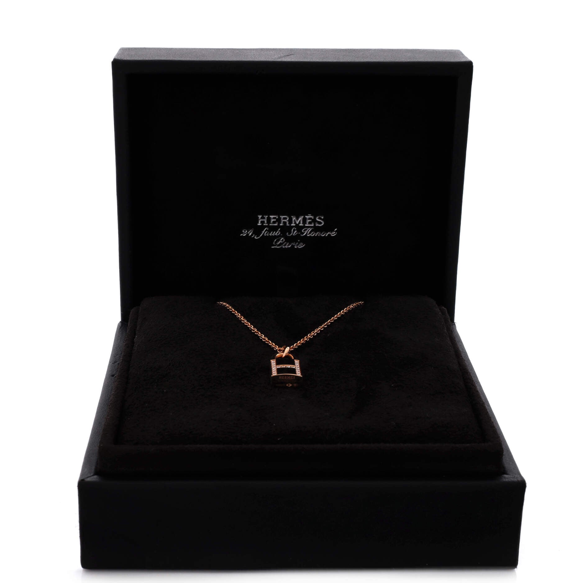 Amulettes Cadenas Pendant Necklace 18K Rose Gold with Diamonds