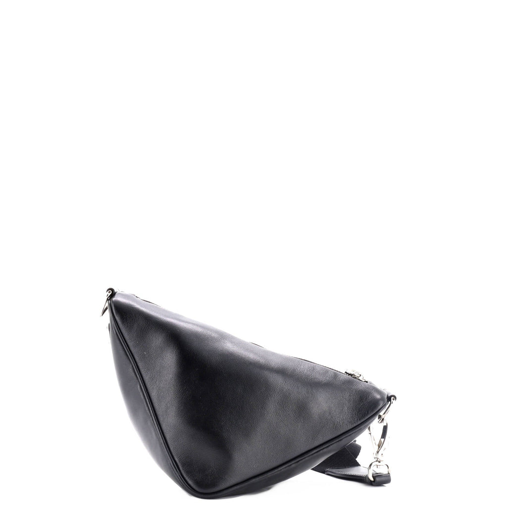 Triangle Logo Zip Crossbody Bag Embossed Leather Mini