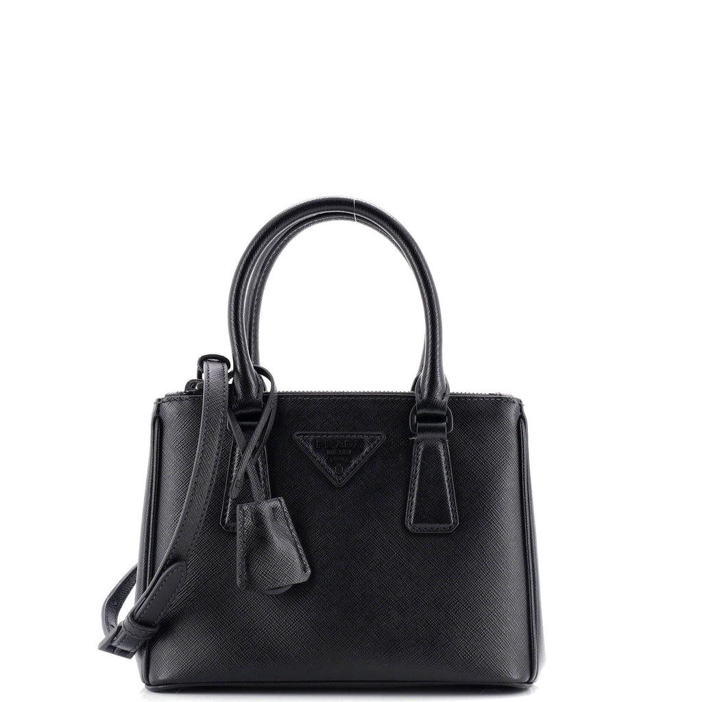 Monochrome Galleria Double Zip Tote Saffiano Leather Mini