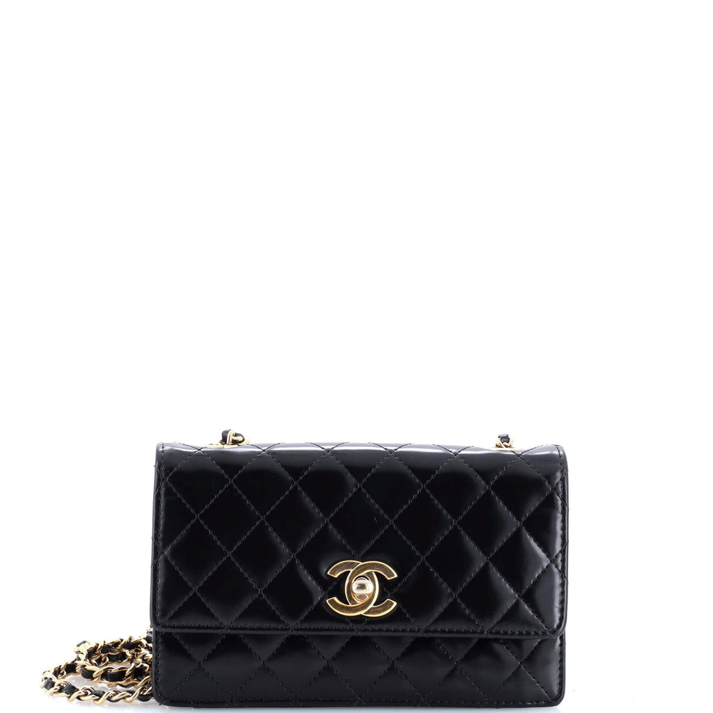 Vintage CC Chain Flap Bag Quilted Patent Mini