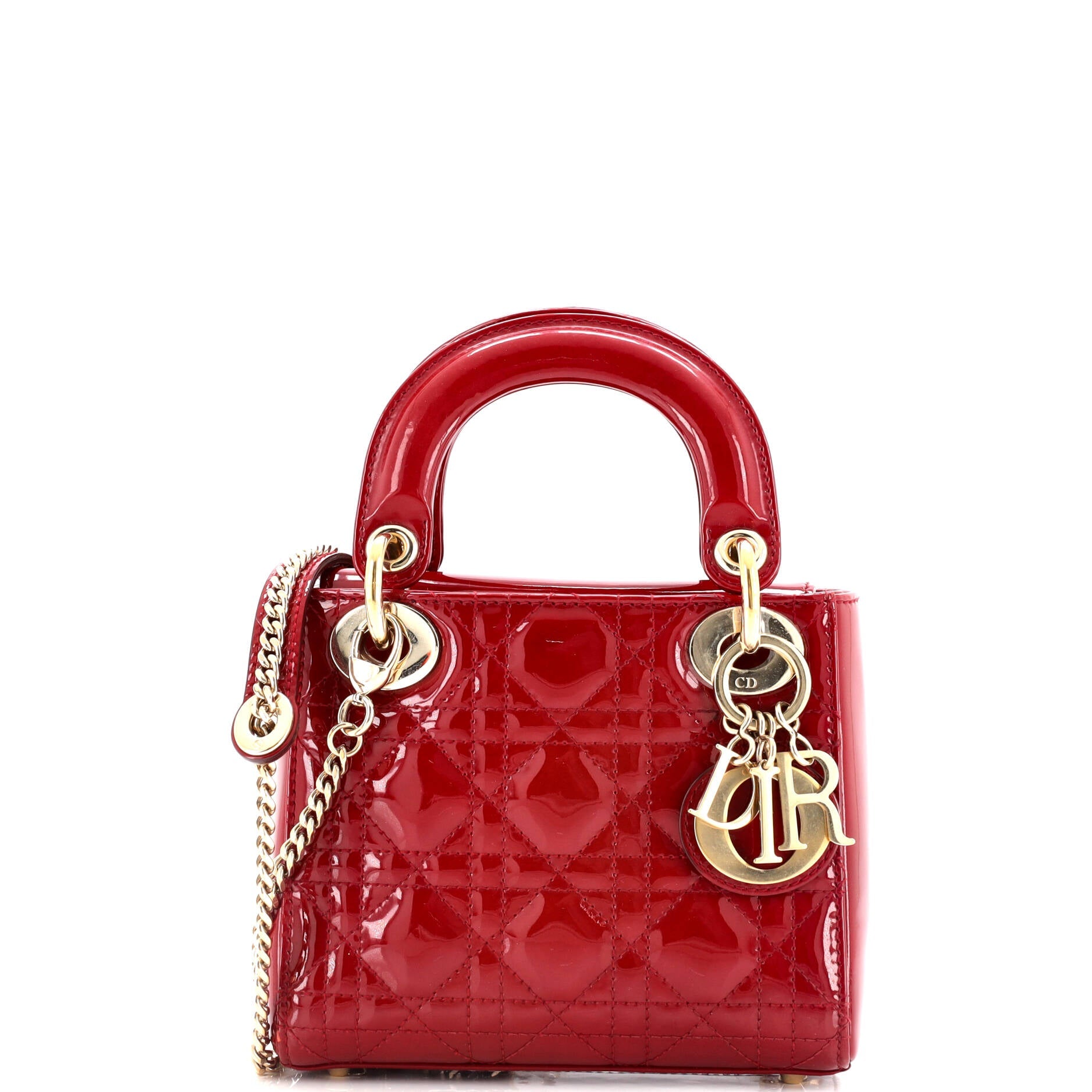 Lady Dior Chain Bag Cannage Quilt Patent Mini