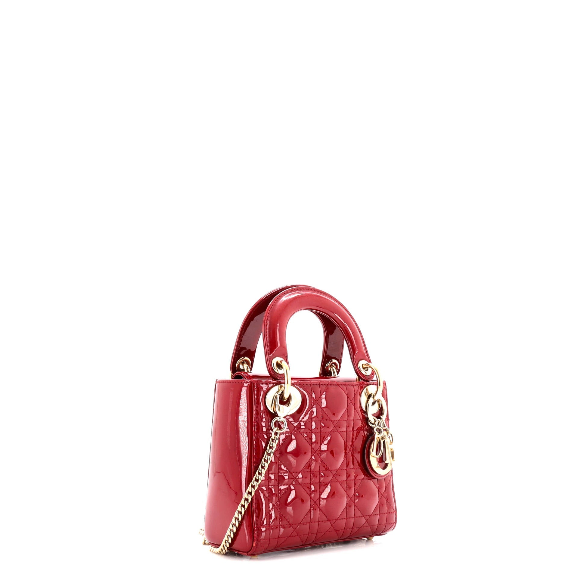 Lady Dior Chain Bag Cannage Quilt Patent Mini