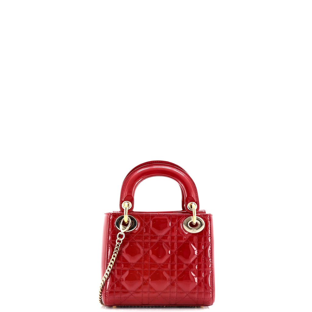 Lady Dior Chain Bag Cannage Quilt Patent Mini