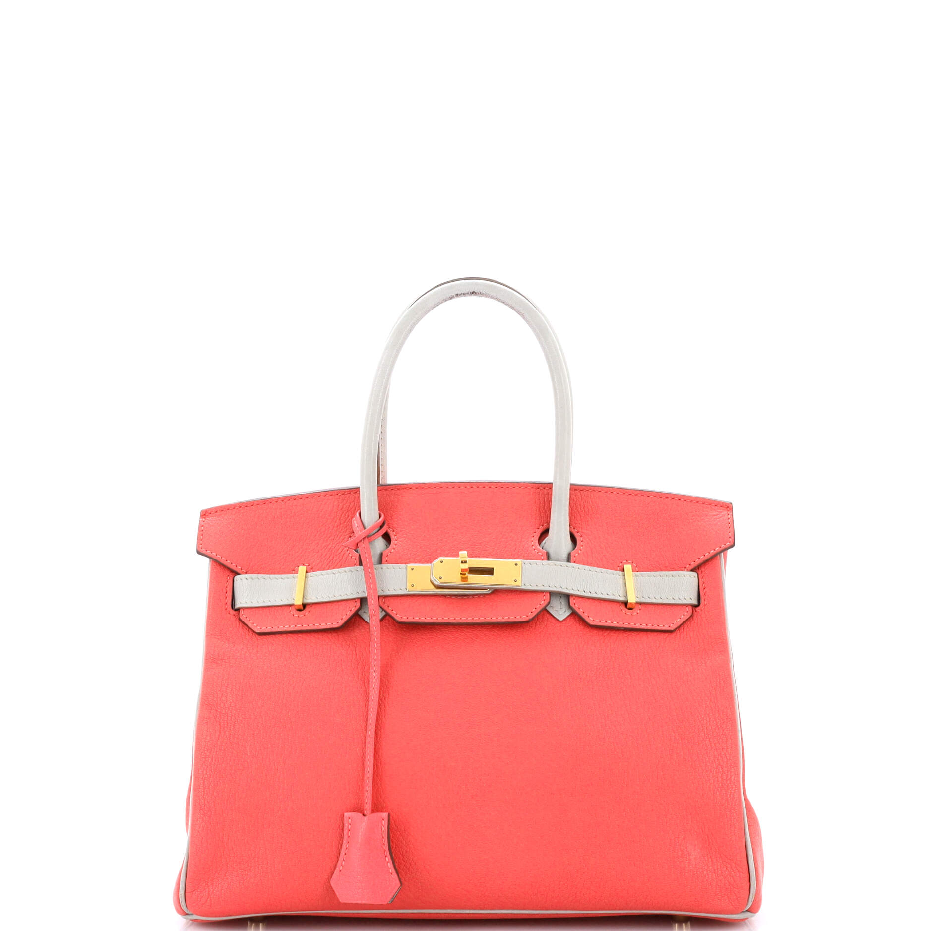 Birkin Handbag Bicolor Chevre Mysore with Gold Hardware 30