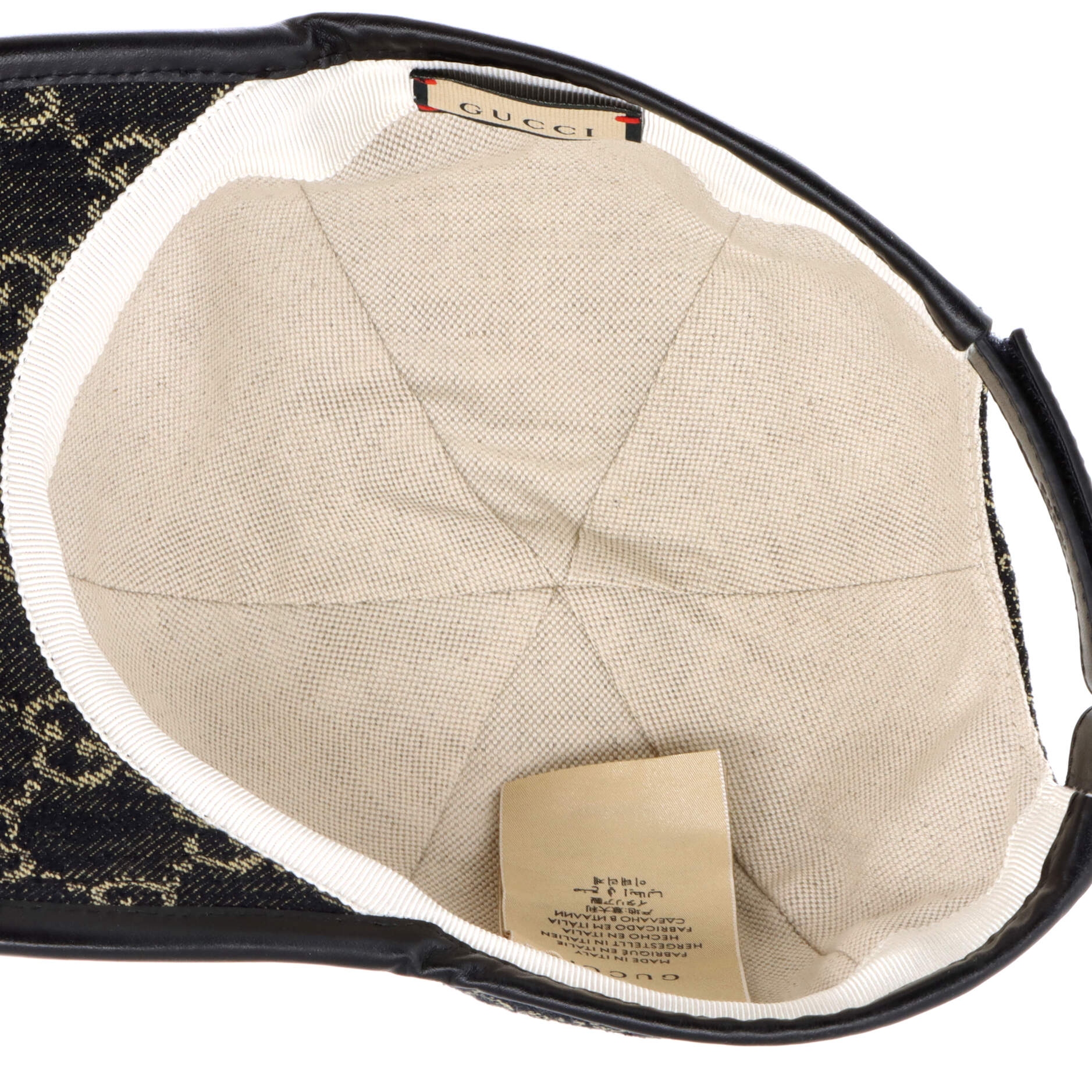 Baseball Cap GG Denim with Leather