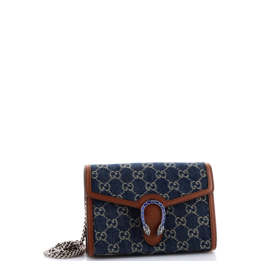 Dionysus Chain Wallet GG Denim Small