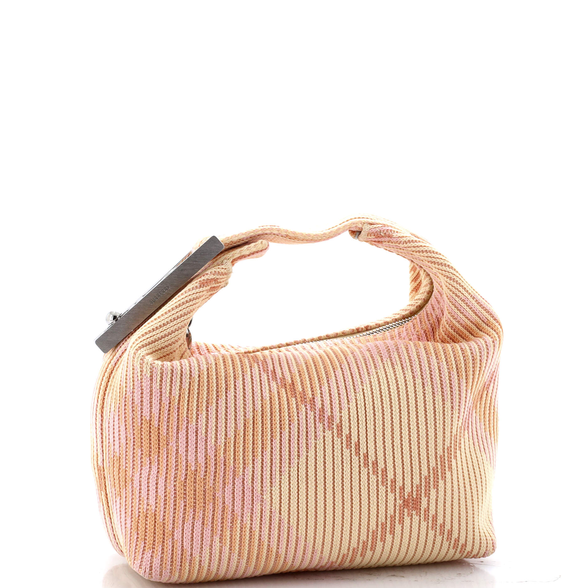 Peg Handle Bag Knit Check Fabric Mini