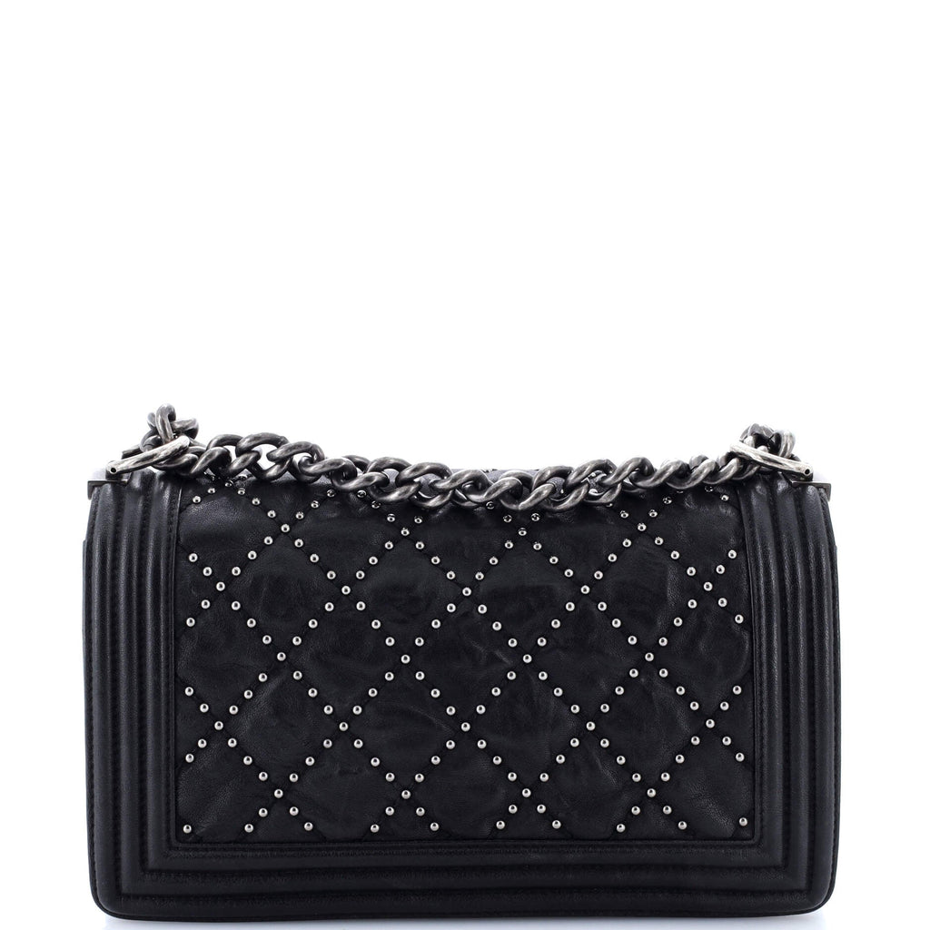 Boy Flap Bag Studded Quilted Distressed Calfskin Old Medium