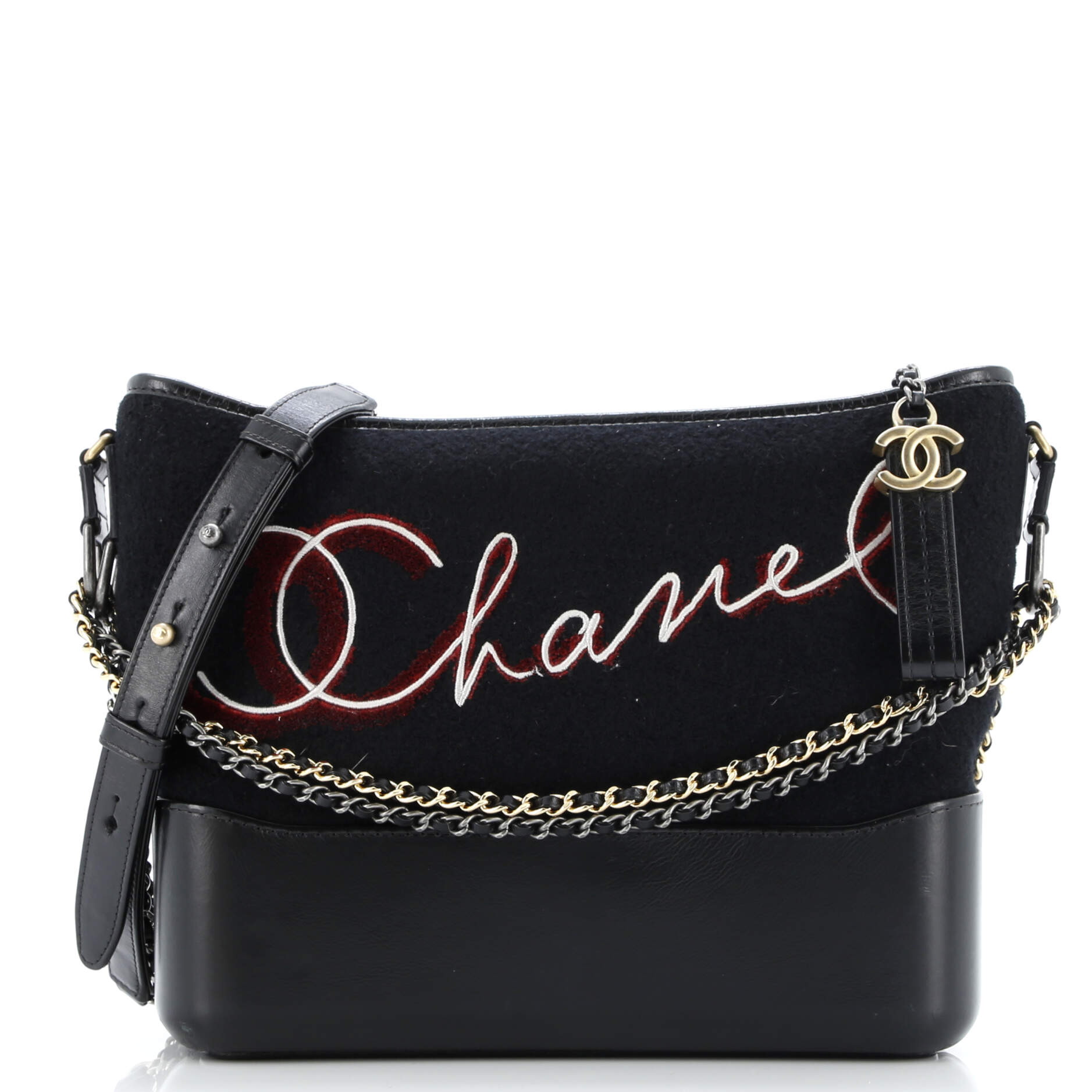 Paris-Hamburg Gabrielle Hobo Embroidered Wool and Calfskin Medium