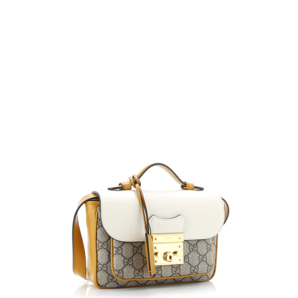 Padlock Front Pocket Flap Shoulder Bag GG Coated Canvas and Leather Mini