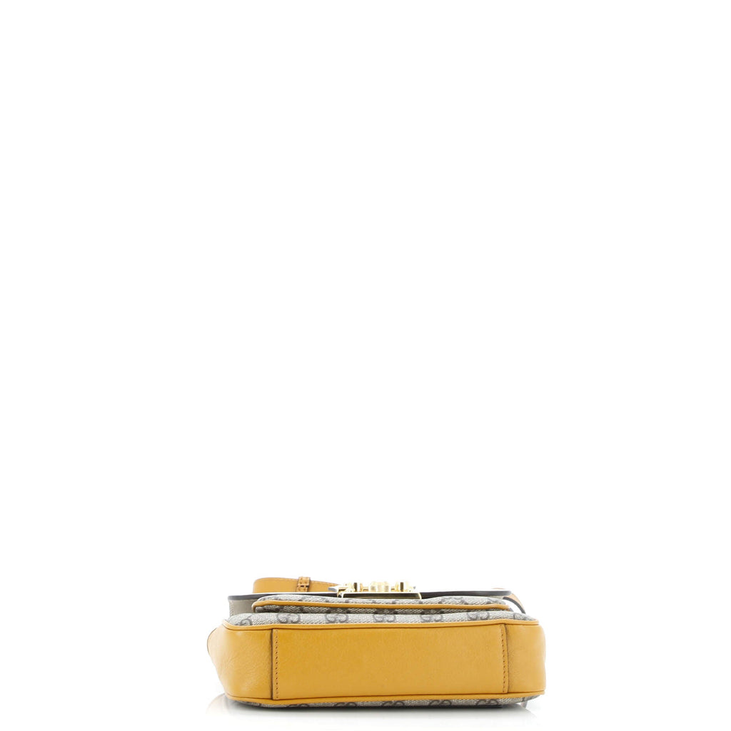 Padlock Front Pocket Flap Shoulder Bag GG Coated Canvas and Leather Mini