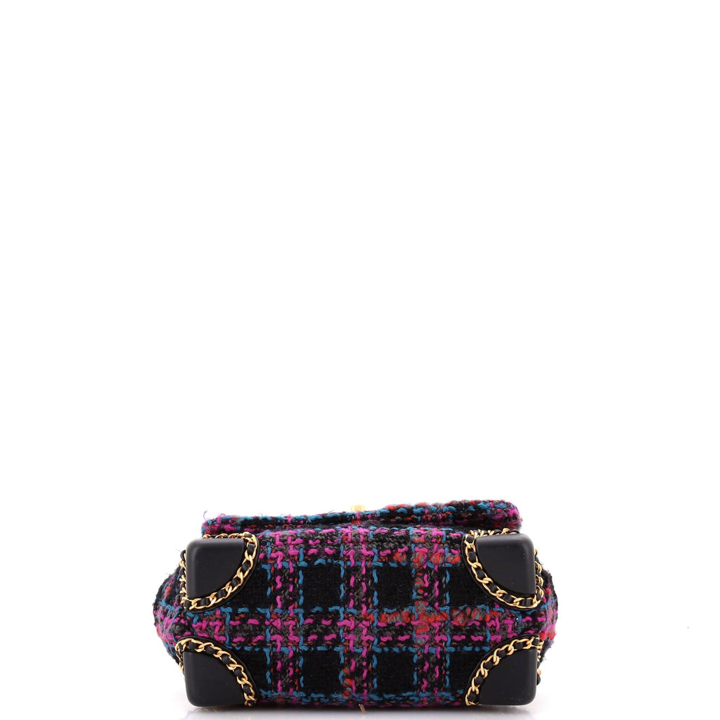 CC Chain Flap Bag Quilted Tweed with Leather Chain Detail Mini