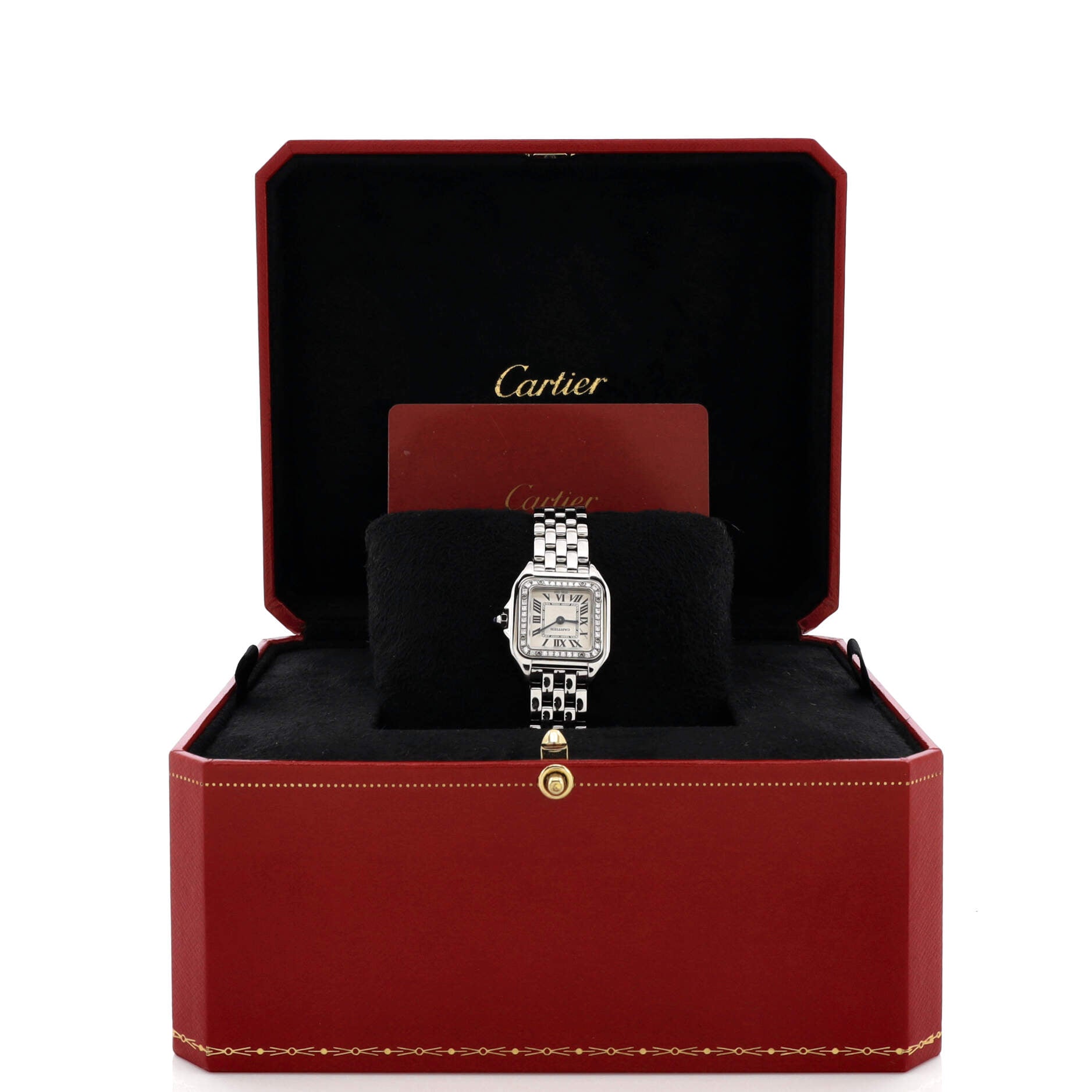 Panthere de Cartier Quartz Watch Stainless Steel with Diamond Bezel 22