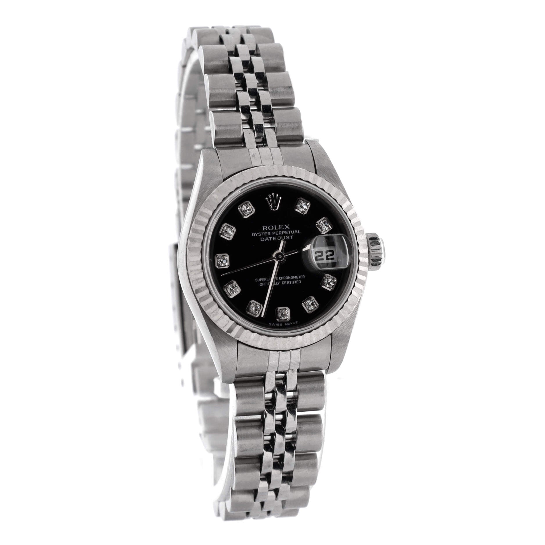 Oyster Perpetual Datejust Automatic Watch Stainless Steel and White Gold with Diamond Markers 26