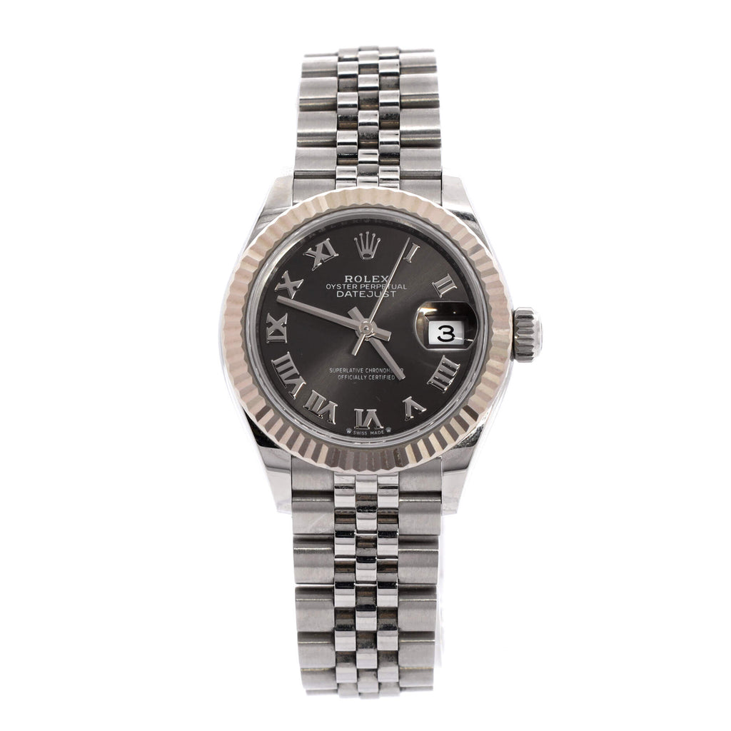 Oyster Perpetual Datejust Dark Grey Automatic Watch Stainless Steel and White Gold 28