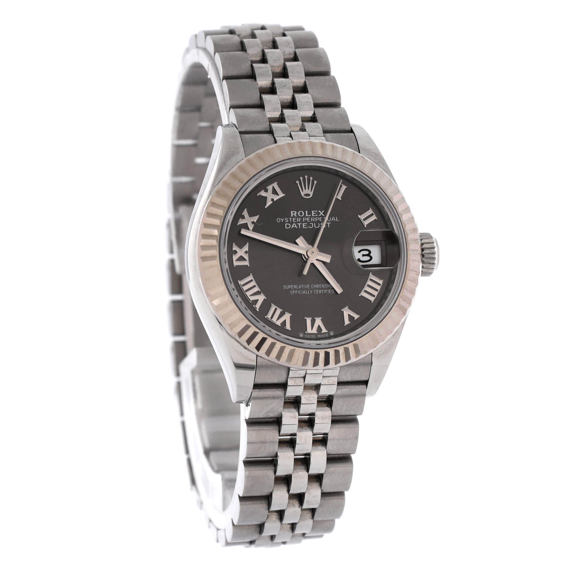 Oyster Perpetual Datejust Dark Grey Automatic Watch Stainless Steel and White Gold 28