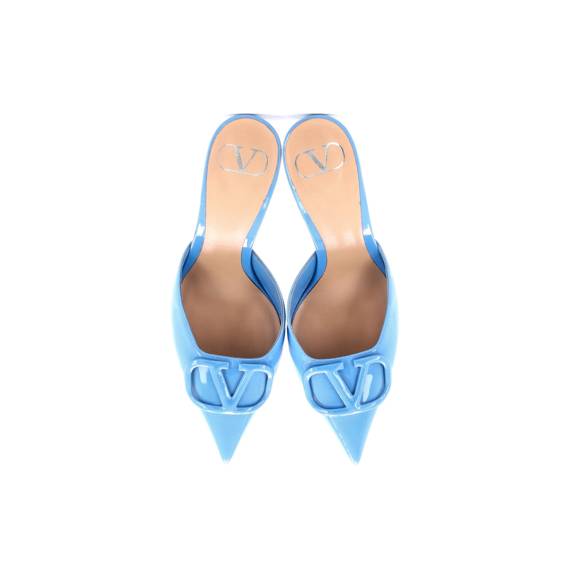 Women's VLogo Heeled Mules Patent 80
