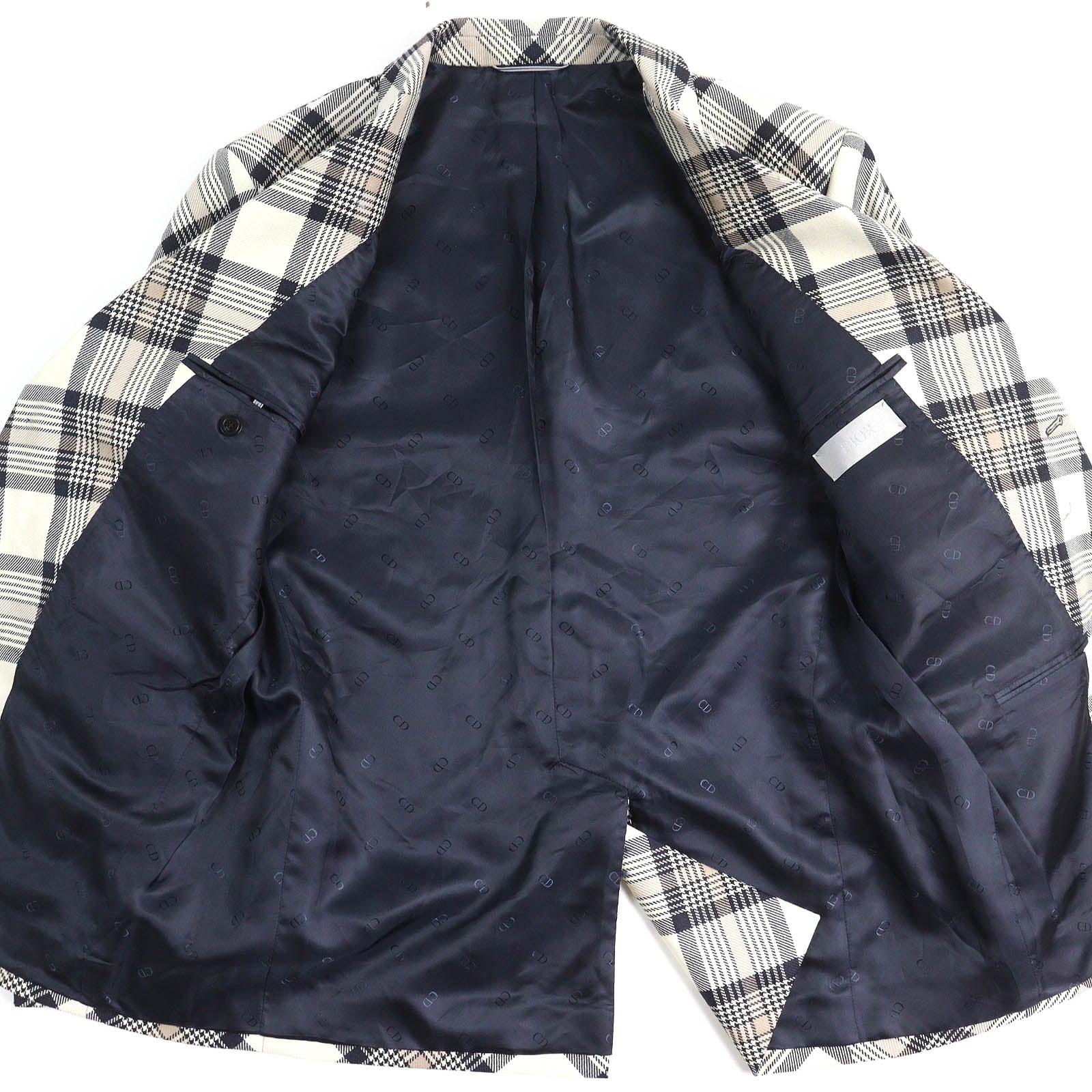 Dior 22AW wool Cupra Check Pattern Tailored Jacket