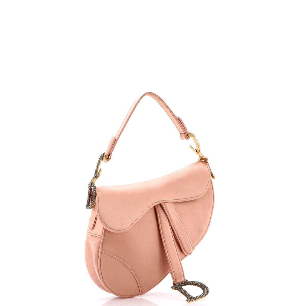 Saddle Handbag Satin with Crystals Mini