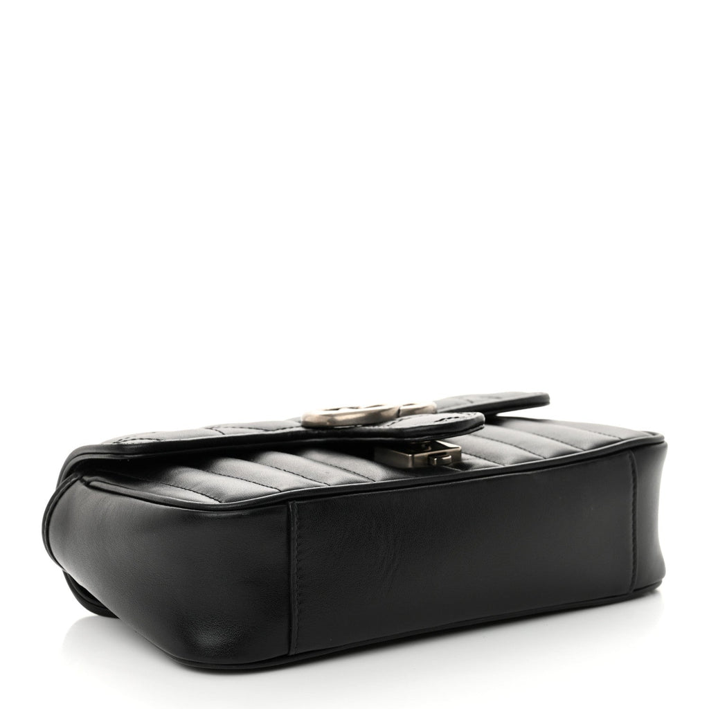 Calfskin Matelasse Aria Mini GG Marmont Shoulder Bag Black