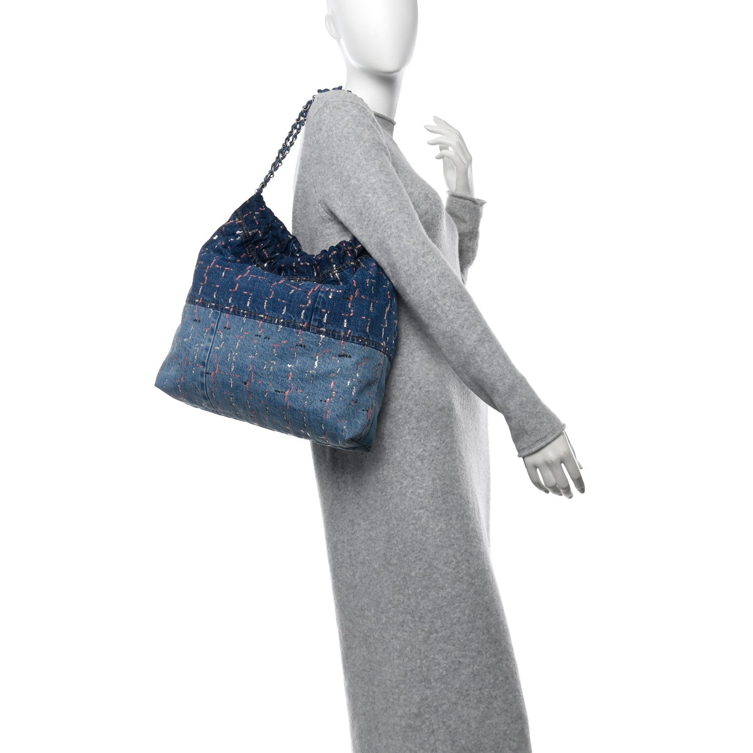 Denim Sequin Chanel 22 Blue