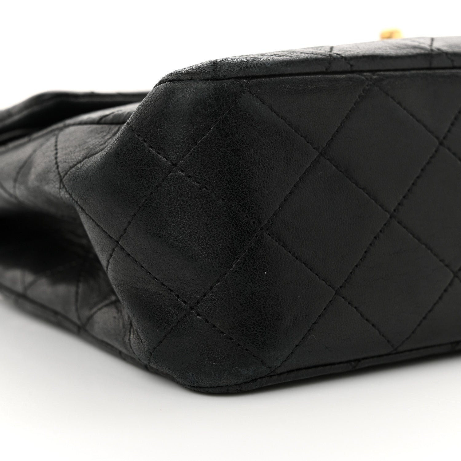 Lambskin Quilted Medium Double Flap Black