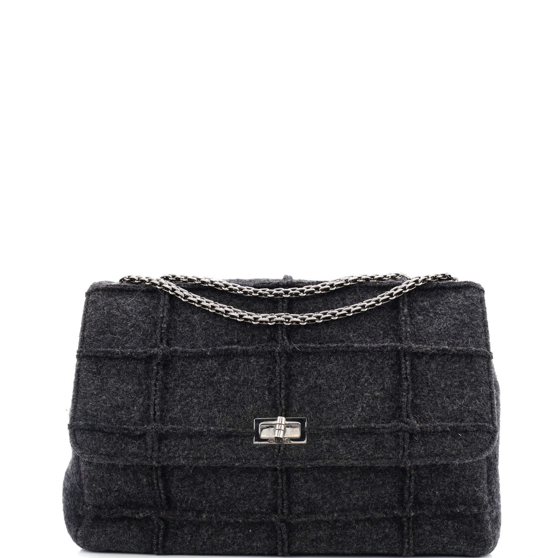 Chocolate Bar Mademoiselle Flap Bag Quilted Wool Jumbo
