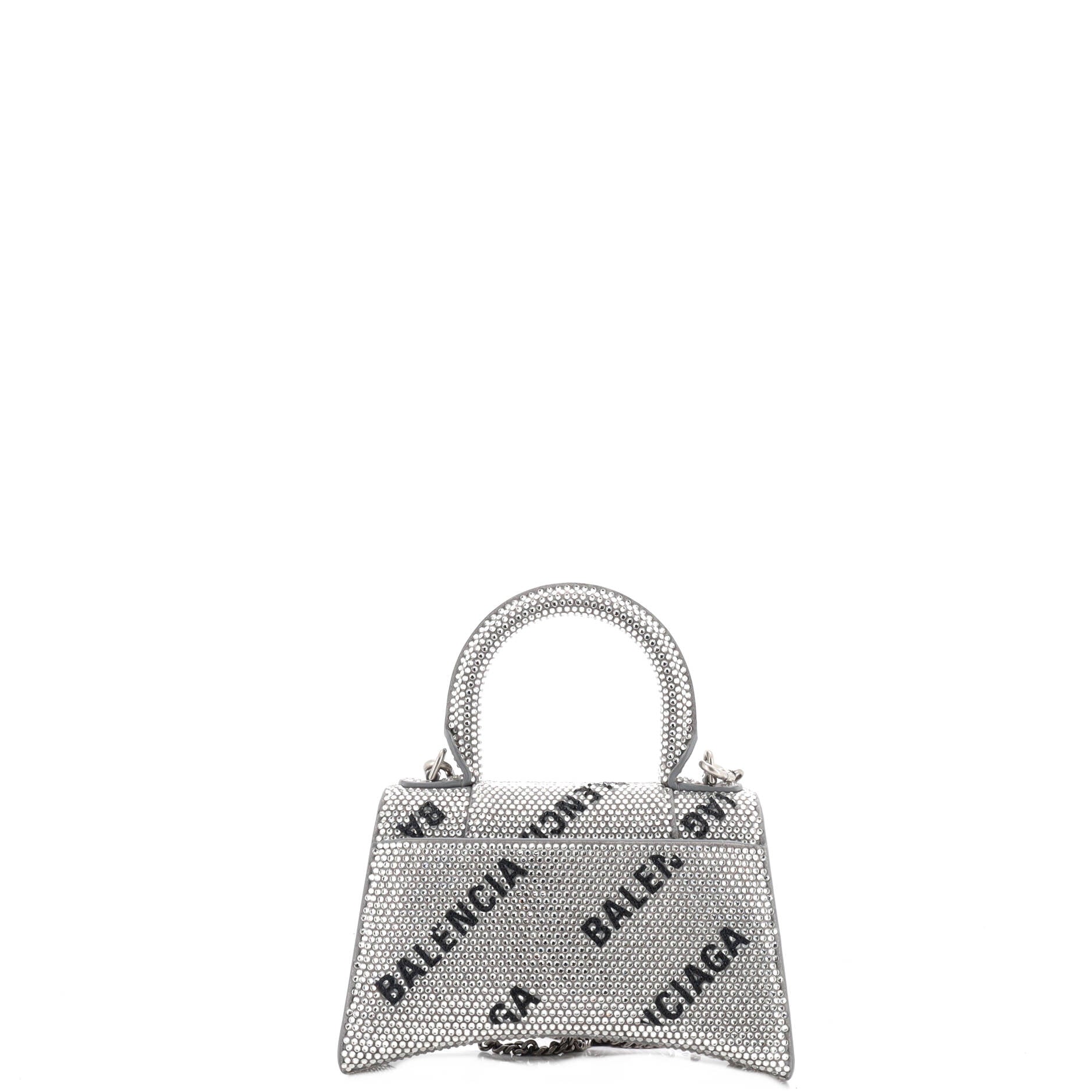 Hourglass Top Handle Bag Suede and Allover Logo Crystals XS
