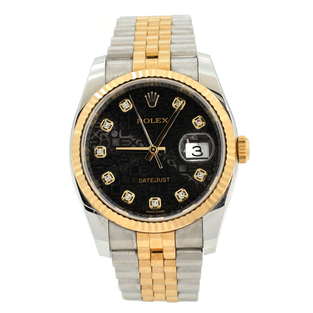 Oyster Perpetual Datejust Automatic Watch Stainless Steel and Yellow Gold with Diamond Markers 36